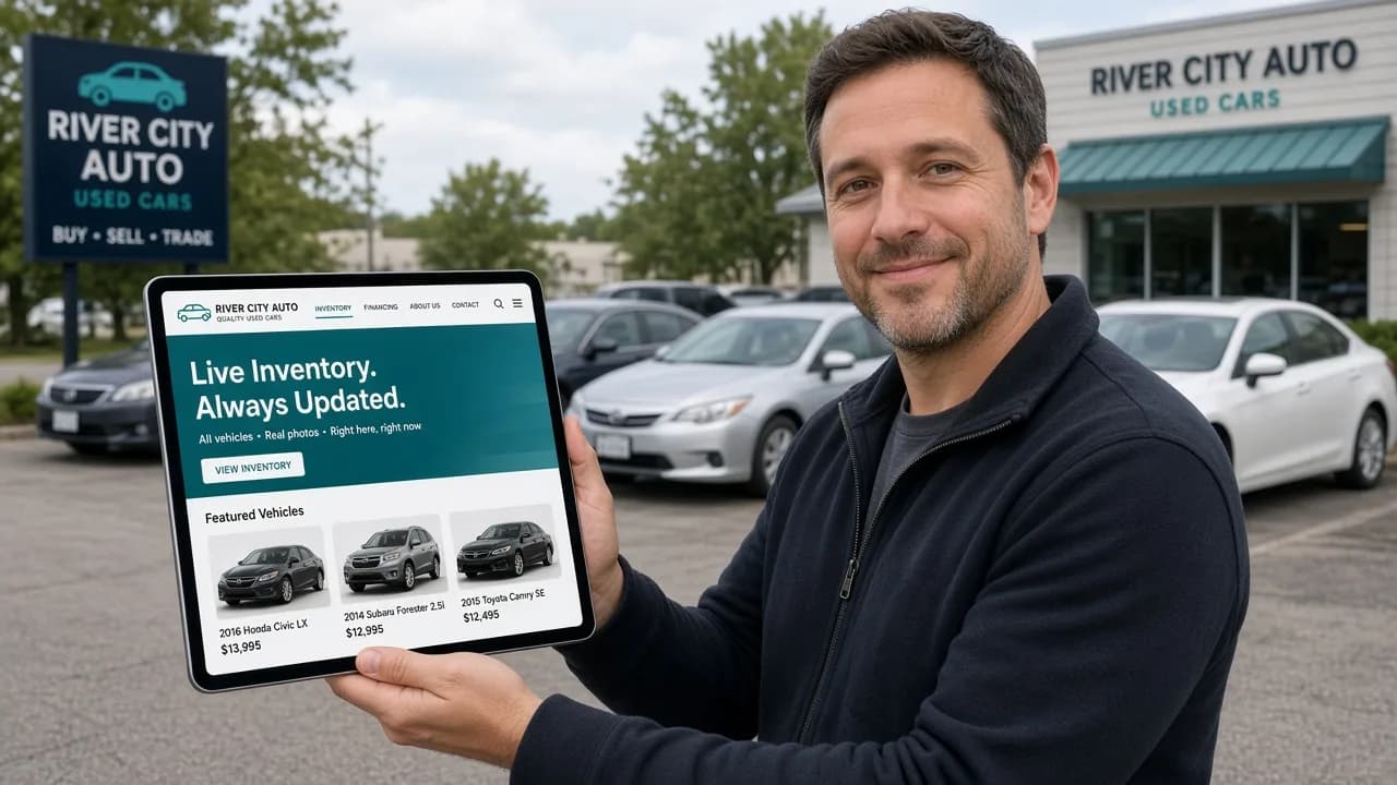 Small independent used car lot getting a real dealer website online without a big CMS build